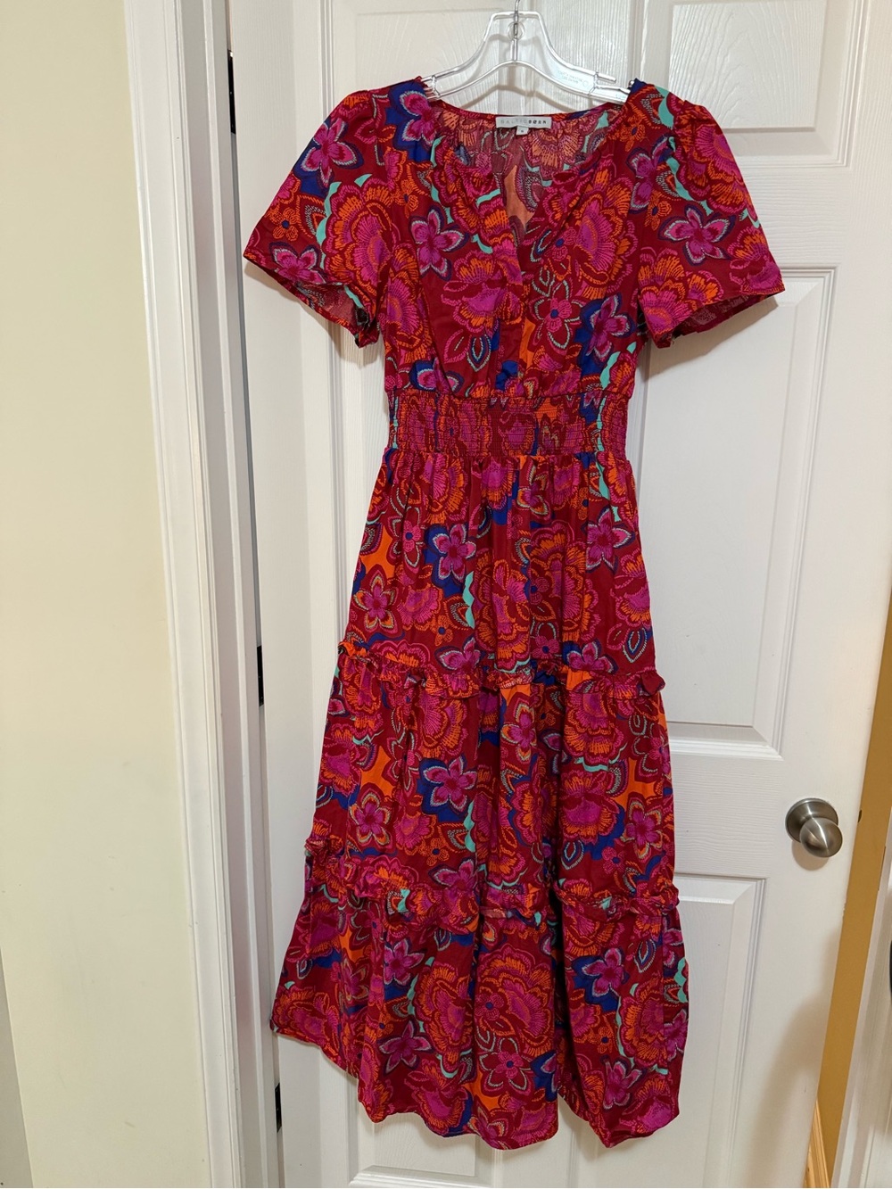 Baltic Born Bright Pink & Red Floral Maxi Dress